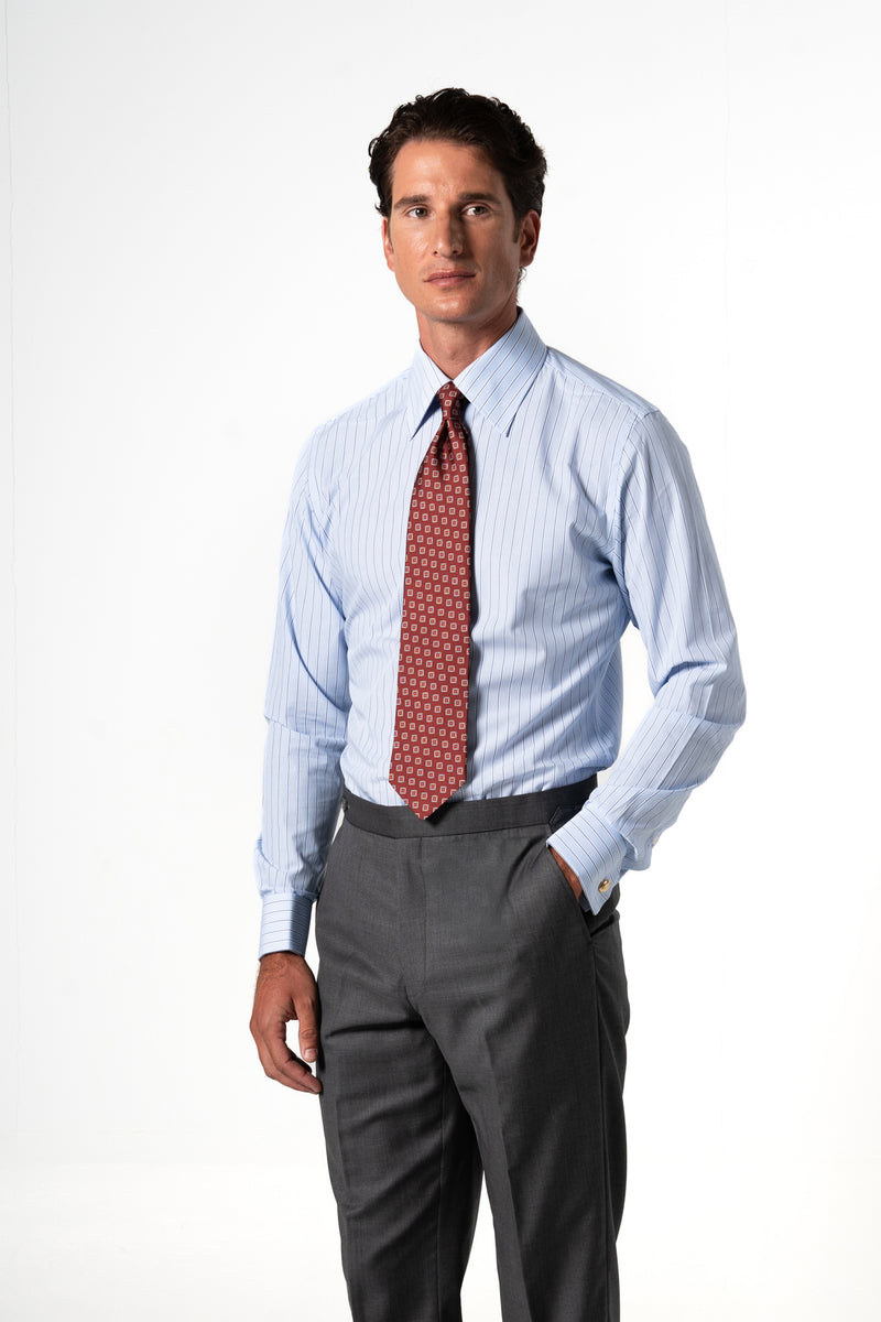 Wide Stripes Light Blue Business Shirt