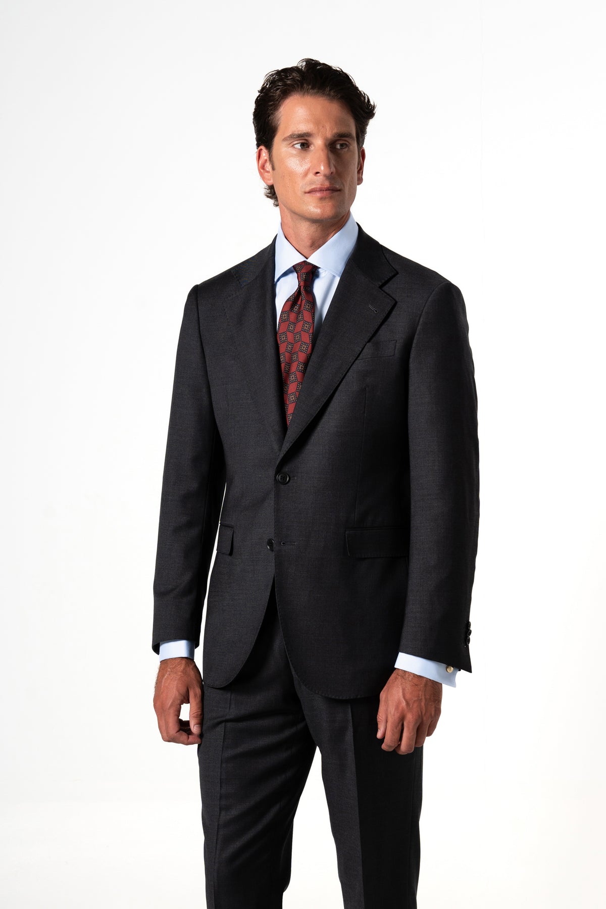 Plain Wool Dark Grey Suit