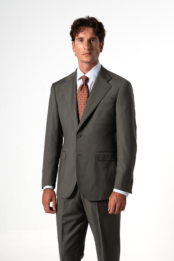 Plain Wool Olive Green Suit
