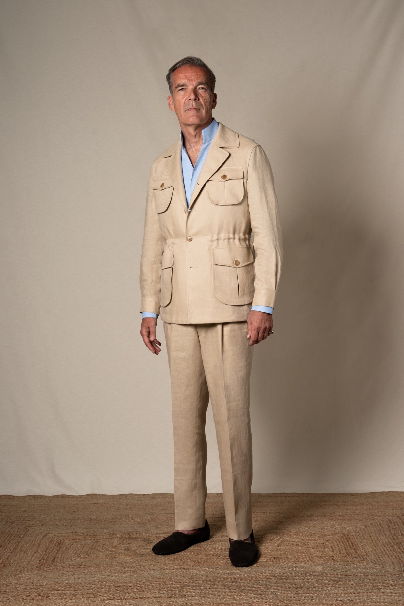 Camel Plain Linen Sahariana — look completo BUND, Costa Vice Spring Summer 26
