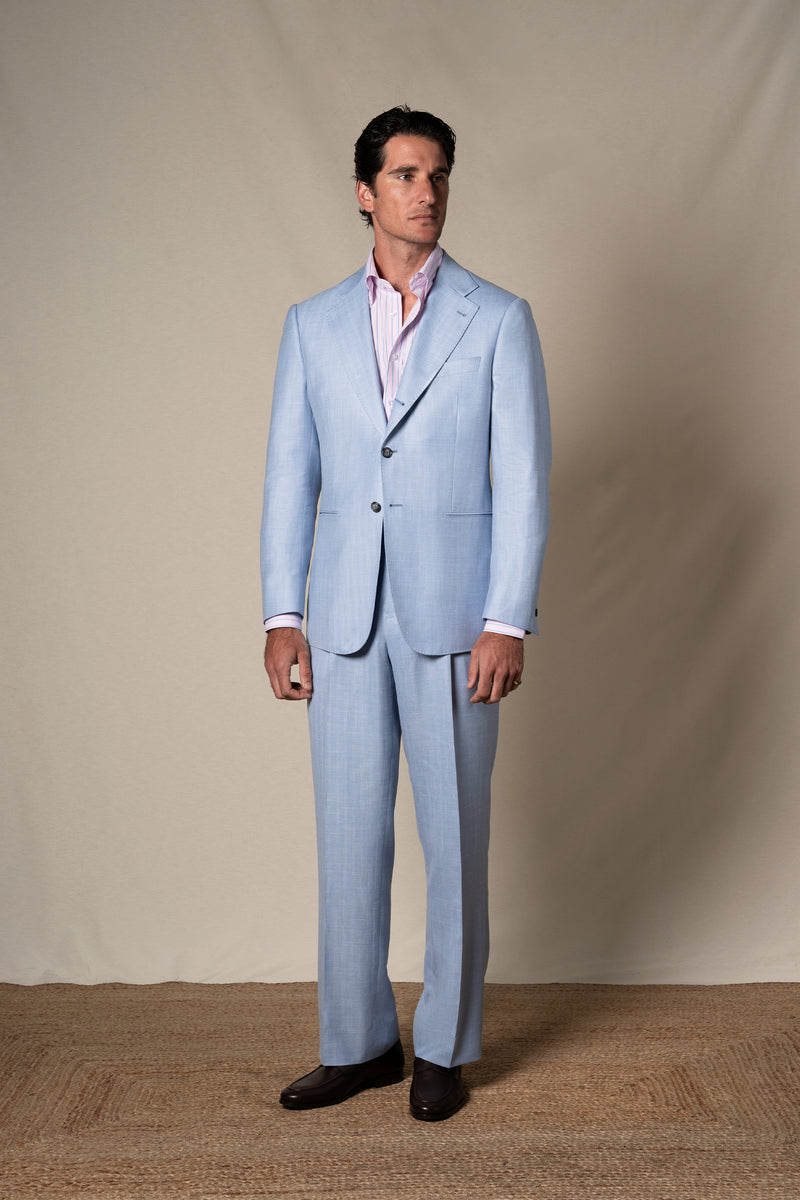 Light Blue Herringbone Suit