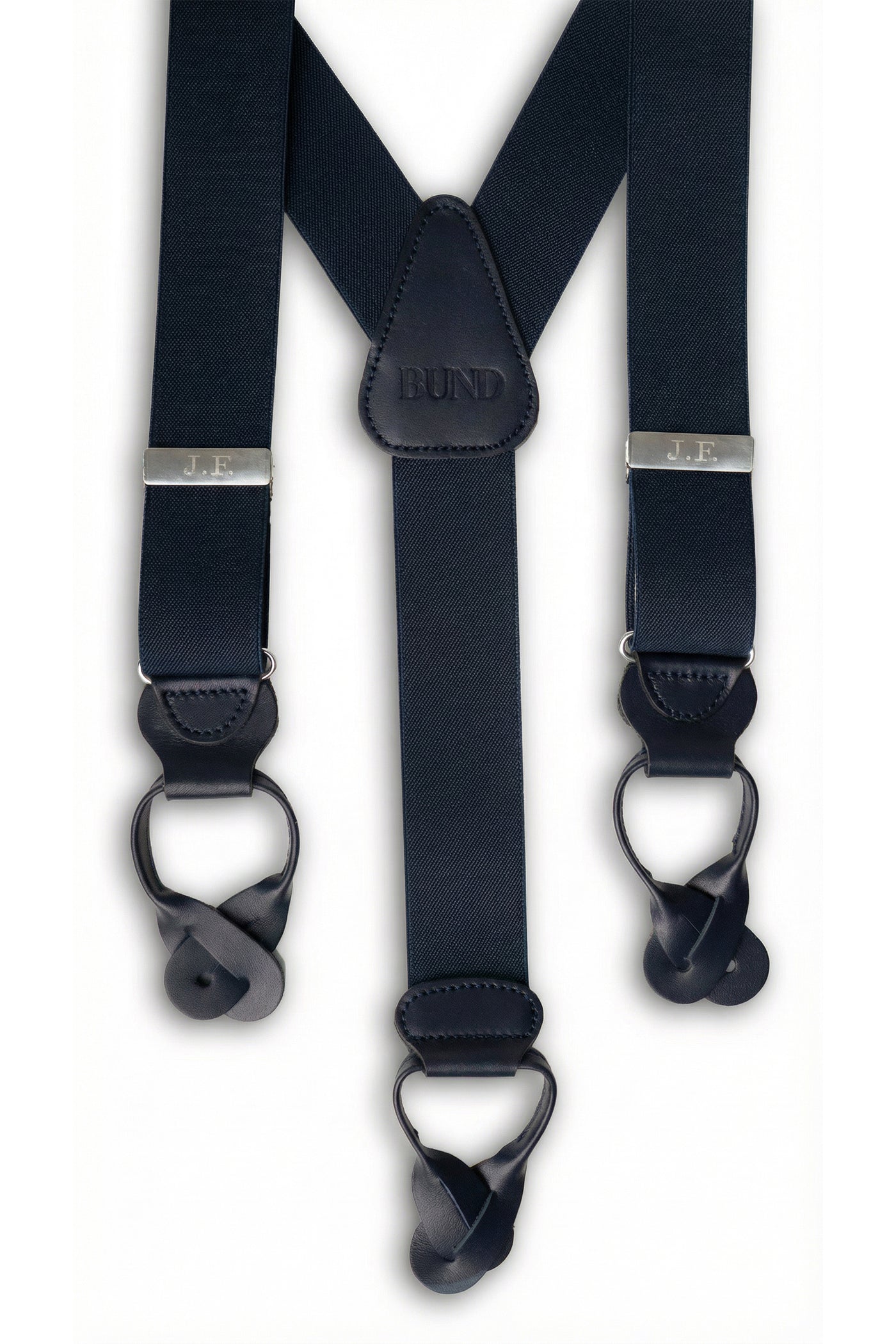 Tirantes Lisos Azul Marino con cuero - BUND