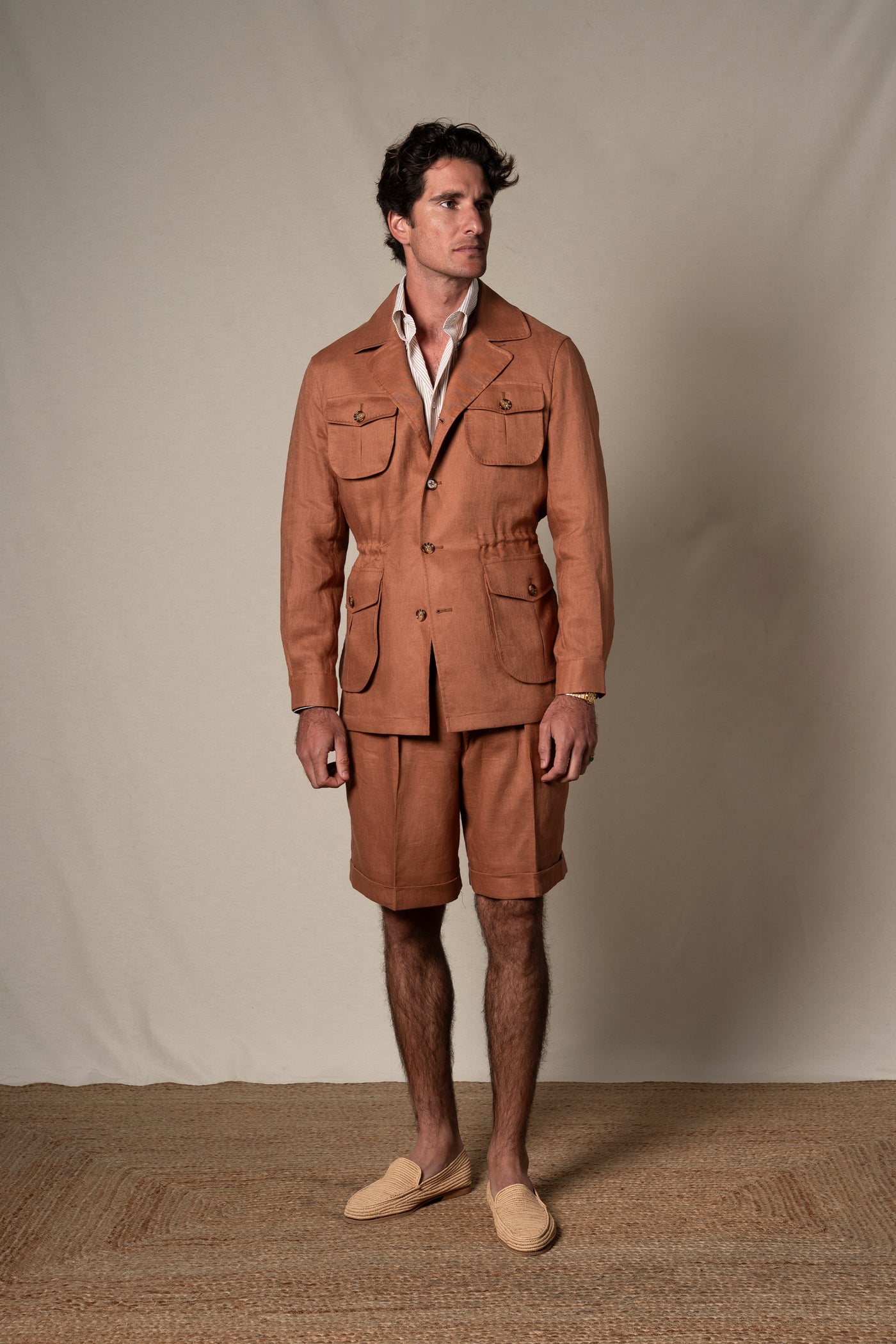 Orange Plain Linen Sahariana — look completo BUND, Costa Vice Spring Summer 26