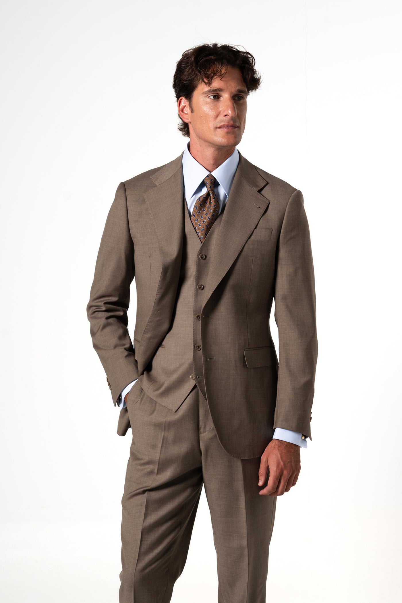 Plain Wool Vison Tailoring Vest Single