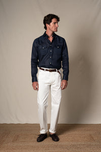 Dark Navy Western Linen Casual Shirt — look completo BUND, Costa Vice Spring Summer 26