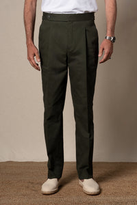 Khaki Plain Cotton Tailoring Pants