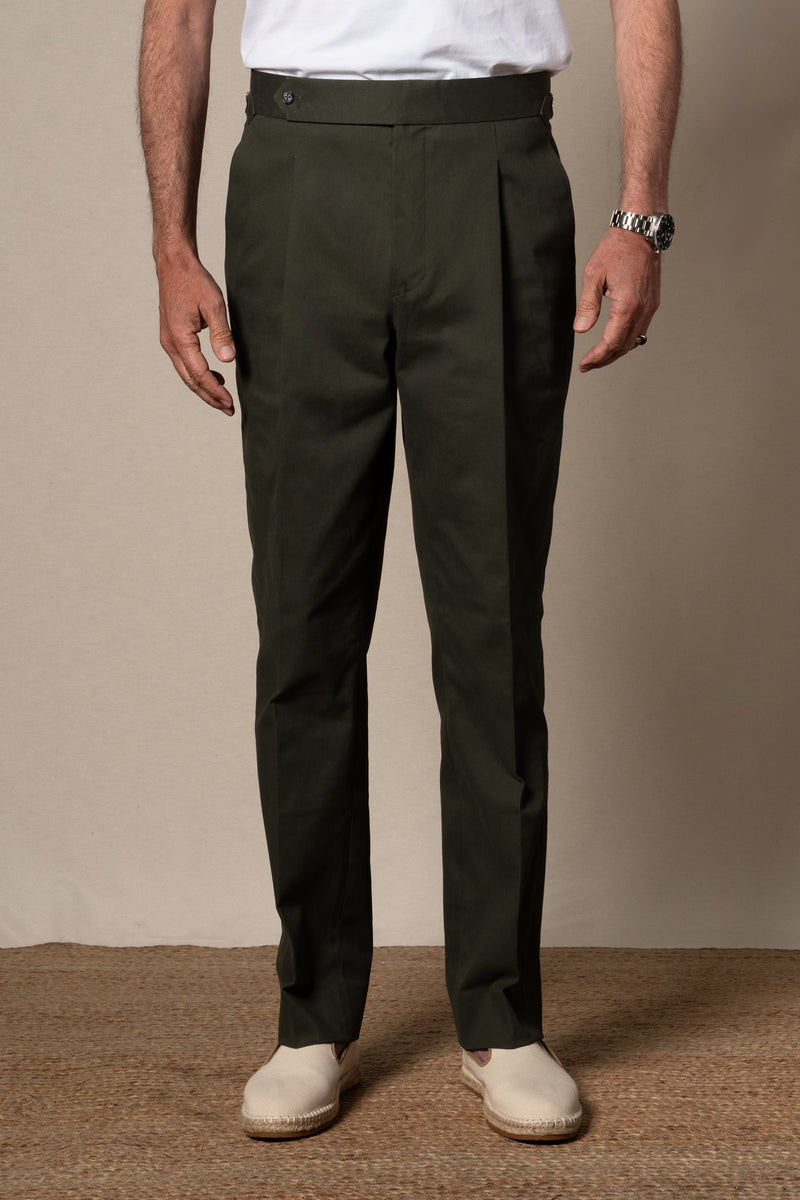 Khaki Plain Cotton Tailoring Pants