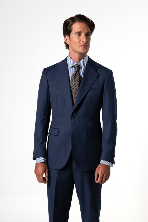Plain Wool Navy Blue Suit