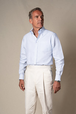 Blue Stripes Oxford Casual Shirt — sastreria a medida BUND, lookbook Costa Vice Spring Summer 26