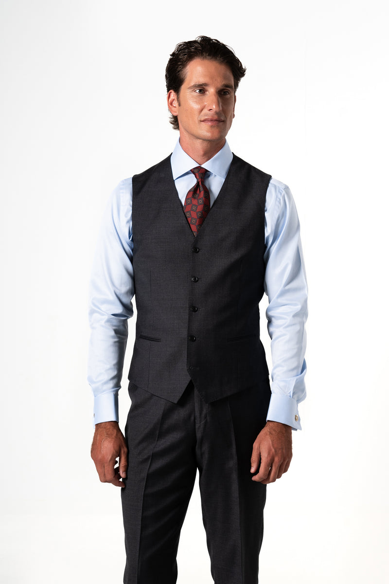 Plain Wool Dark Grey Tailoring Vest Single