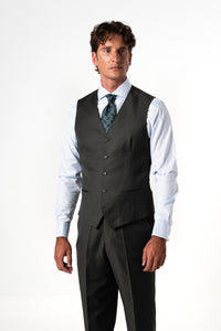 Plain Wool Dark Green Tailoring Vest Single