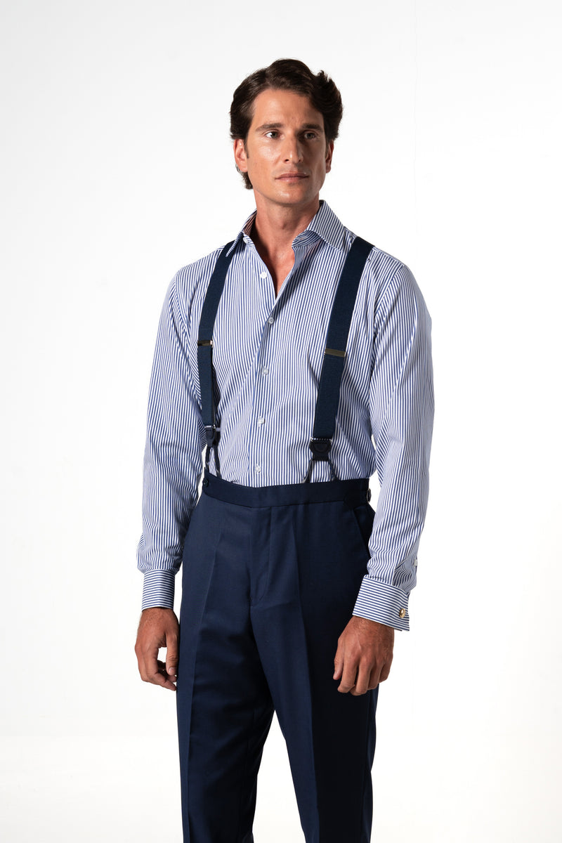 Stripes Navy Blue Business Shirt