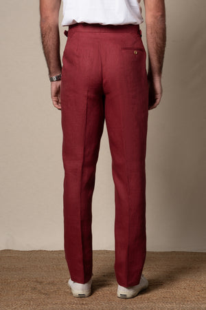 Strawberry Plain Linen Tailoring Pants — detalle del tejido, BUND Costa Vice SS26