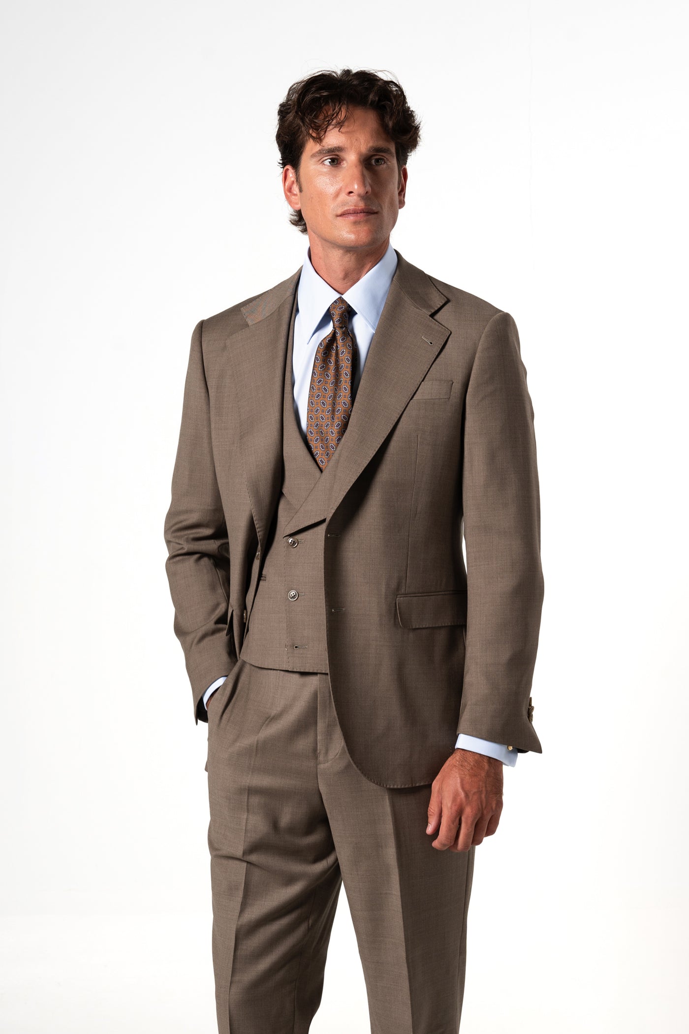 Plain Wool Vison Tailoring Vest Double