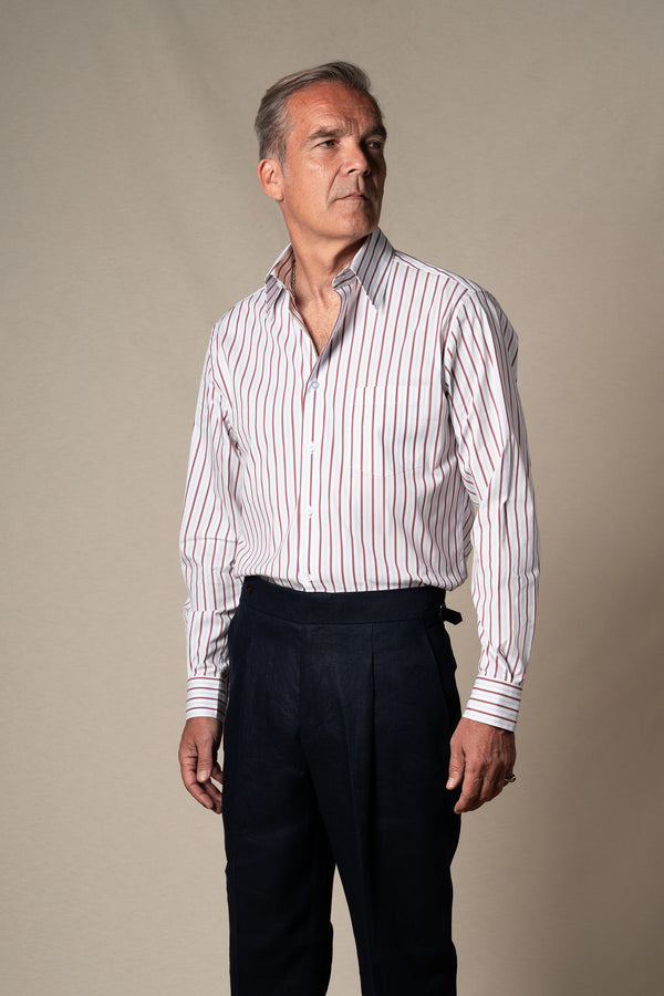 Burgundy Stripes Pocket Casual Shirt