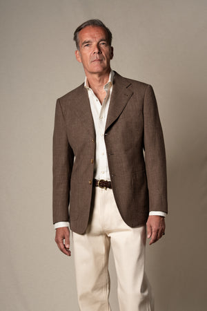Brown Hopsack Tailoring Jacket — sastreria a medida BUND, lookbook Costa Vice Spring Summer 26