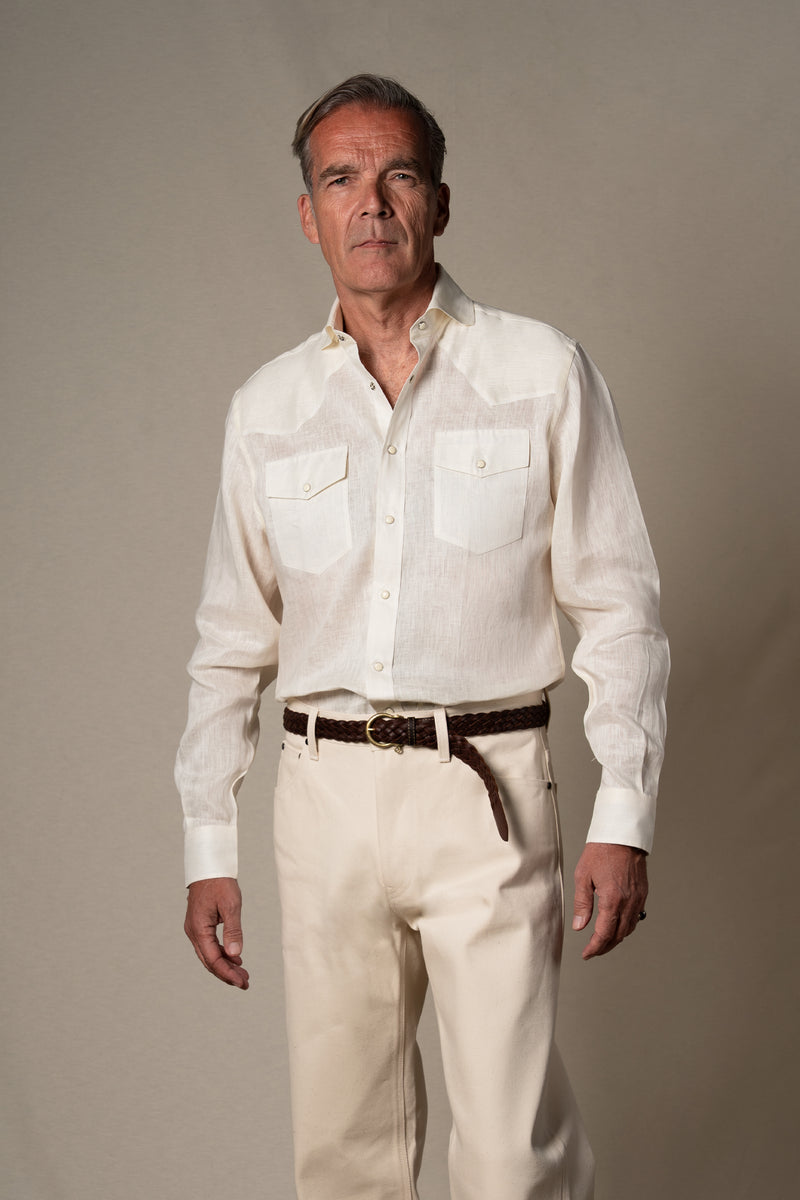 Off White Western Linen Casual Shirt