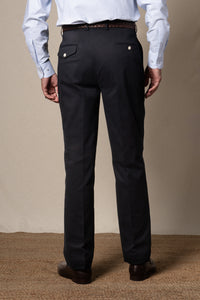 Dark Navy Plain Cotton Chinos — detalle del tejido, BUND Costa Vice SS26