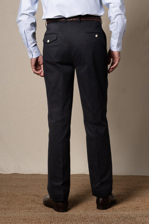 Dark Navy Plain Cotton Chinos — detalle del tejido, BUND Costa Vice SS26