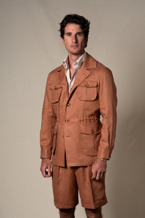 Orange Plain Linen Sahariana — sastreria a medida BUND, lookbook Costa Vice Spring Summer 26