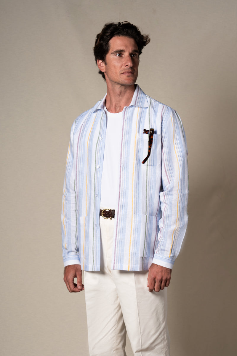 Yellow Stripes Linen Overshirt
