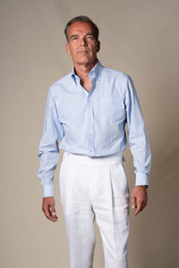 Light Blue Stripes Sport Cotton Casual Shirt