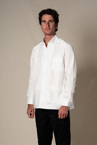 Off White Plain Cotton Guayabera Shirt