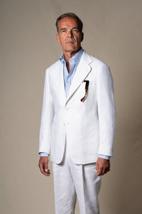 White Plain Linen Tailoring Jacket — sastreria a medida BUND, lookbook Costa Vice Spring Summer 26