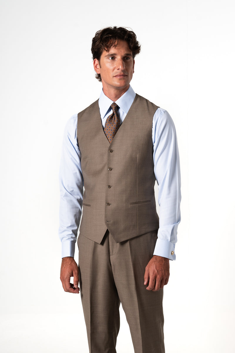 Plain Wool Vison Tailoring Vest Single