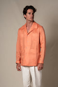 Image for Orange Plain Linen Guayabera Shirt
