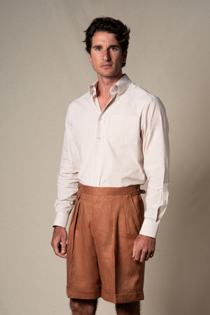 Yellow Stripes Seersucker Casual Shirt — sastreria a medida BUND, lookbook Costa Vice Spring Summer 26