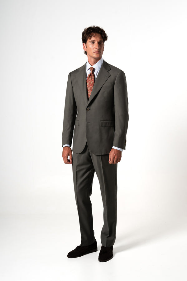 Plain Wool Olive Green Suit