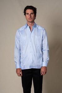 Light Blue Stripes Cotton Guayabera Shirt