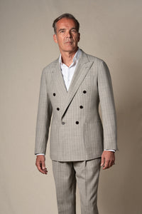 Light Grey Stripes Suit — detalle del tejido, BUND Costa Vice SS26