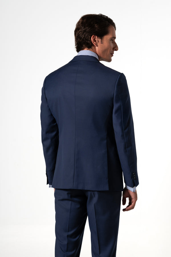 Plain Wool Navy Blue Suit