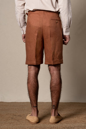 Orange Plain Linen Shorts — detalle del tejido, BUND Costa Vice SS26
