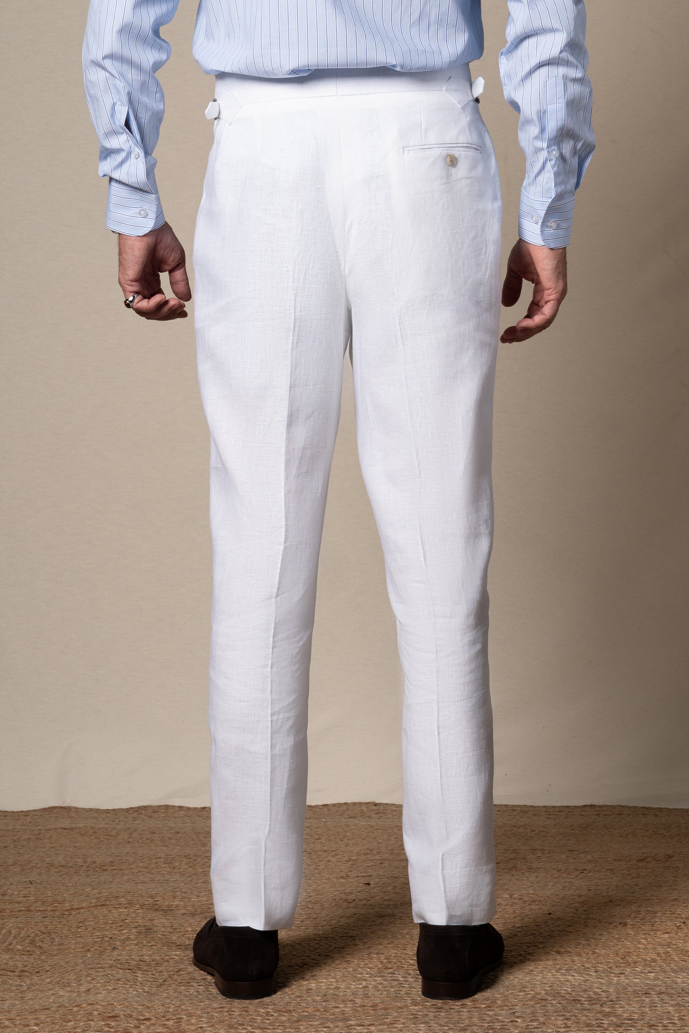 White Plain Linen Tailoring Pants — detalle del tejido, BUND Costa Vice SS26
