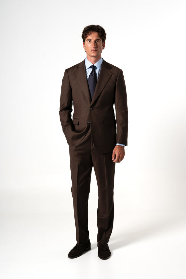 Plain Wool Chocolate Brown Suit