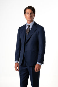 Plain Wool Navy Blue Tailoring Vest Single