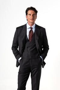 Plain Wool Dark Grey Tailoring Vest Double