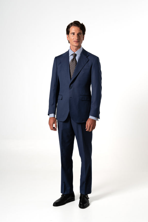 Plain Wool Navy Blue Suit