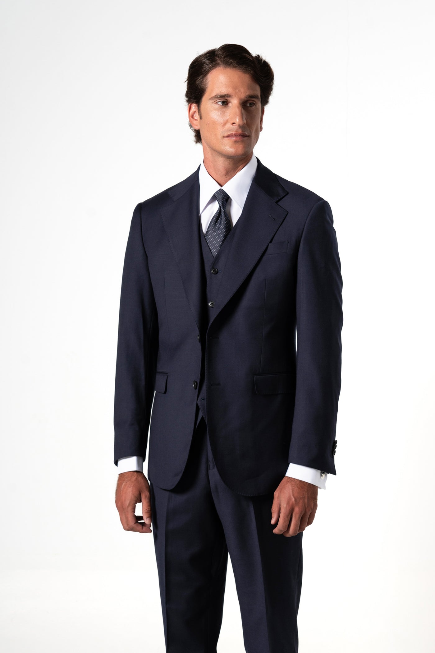 Plain Wool Dark Navy Tailoring Vest Single