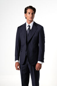 Plain Wool Dark Navy Tailoring Vest Single