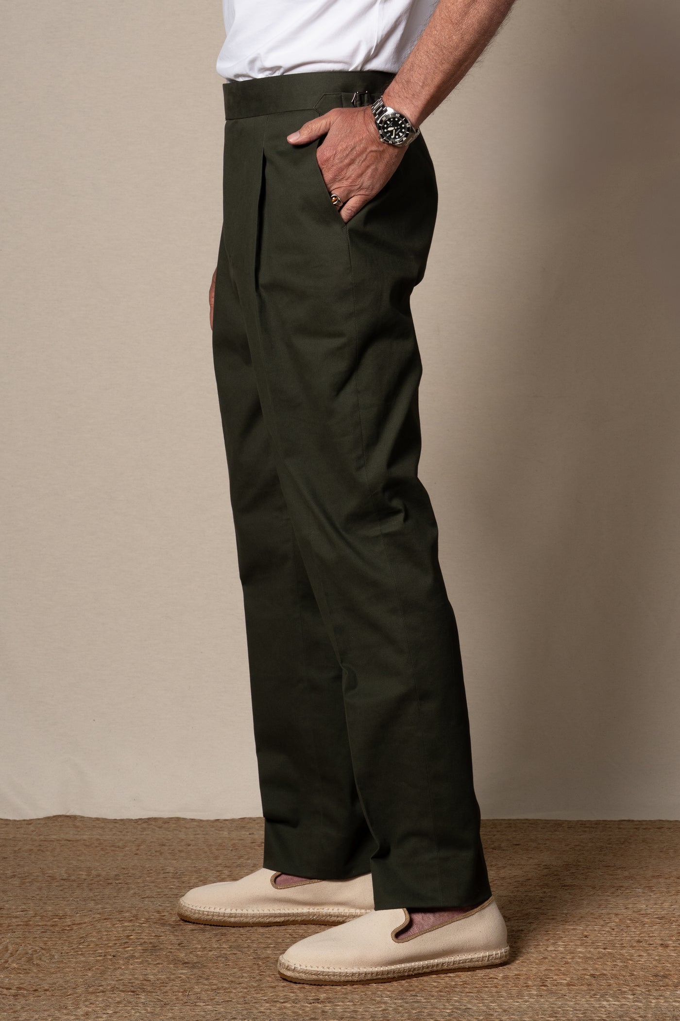 Khaki Plain Cotton Tailoring Pants — vista alternativa 3, BUND Costa Vice Spring Summer 26