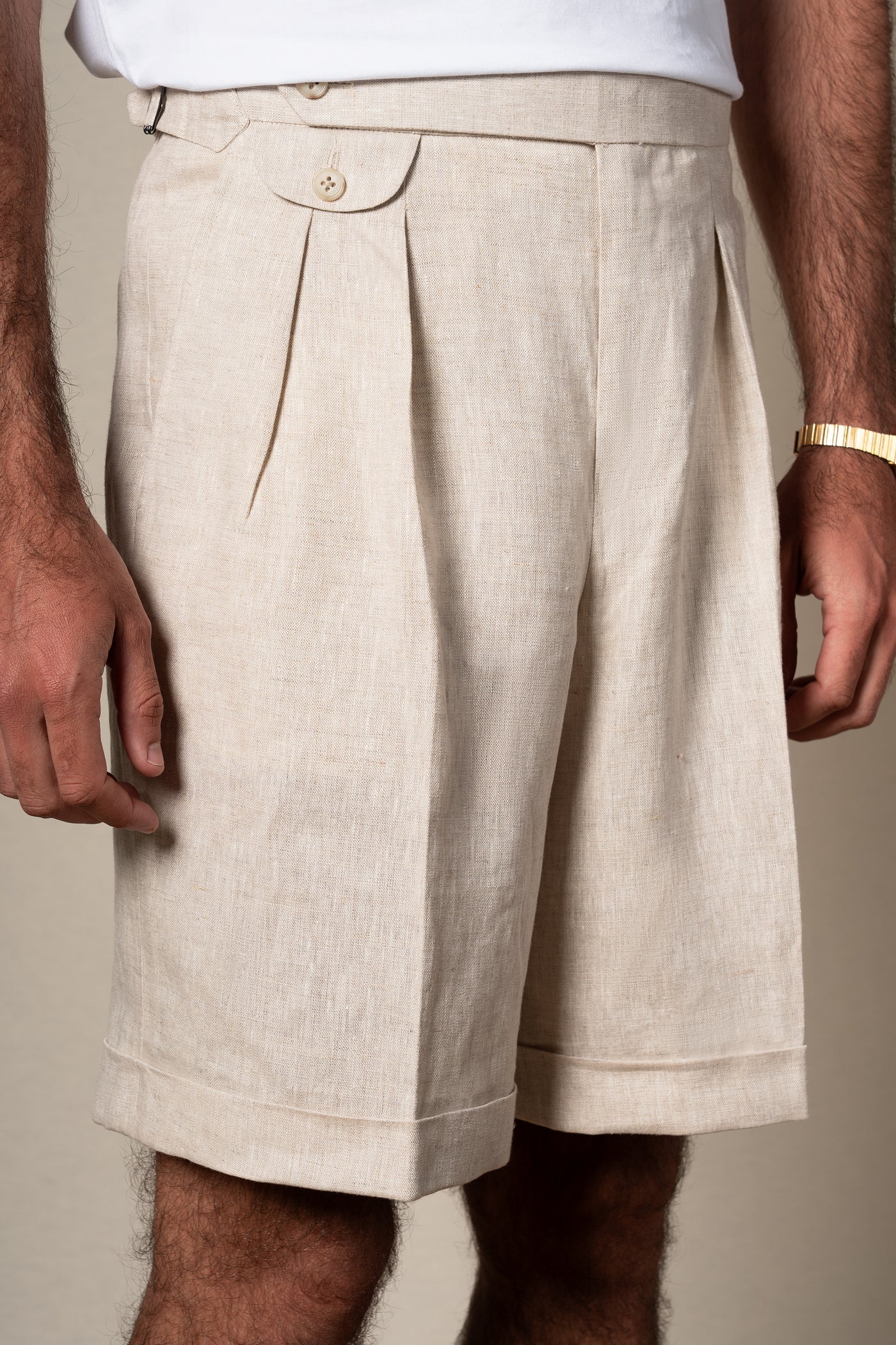 Beige Plain Linen Shorts — vista alternativa 2, BUND Costa Vice Spring Summer 26
