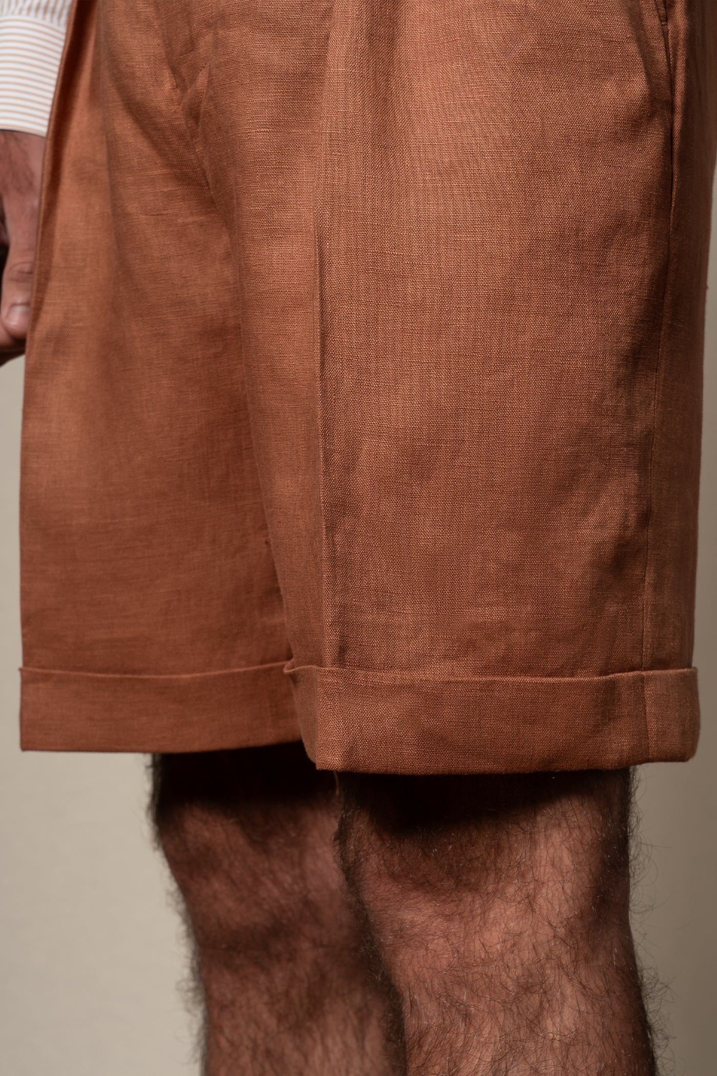 Orange Plain Linen Shorts — vista alternativa 2, BUND Costa Vice Spring Summer 26