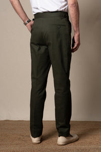 Khaki Plain Cotton Tailoring Pants — detalle del tejido, BUND Costa Vice SS26
