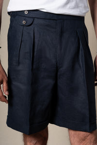 Dark Navy Plain Linen Shorts — vista alternativa 2, BUND Costa Vice Spring Summer 26
