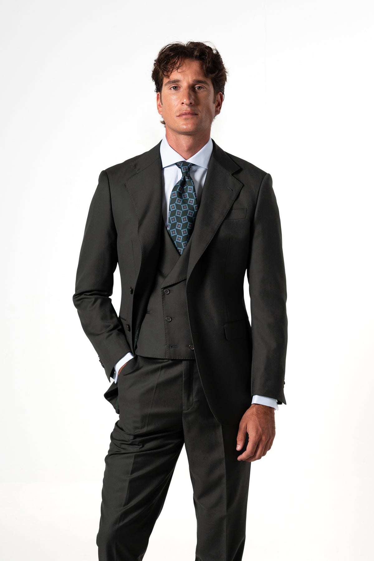 Fil a fil Stone Gray Wool Suit