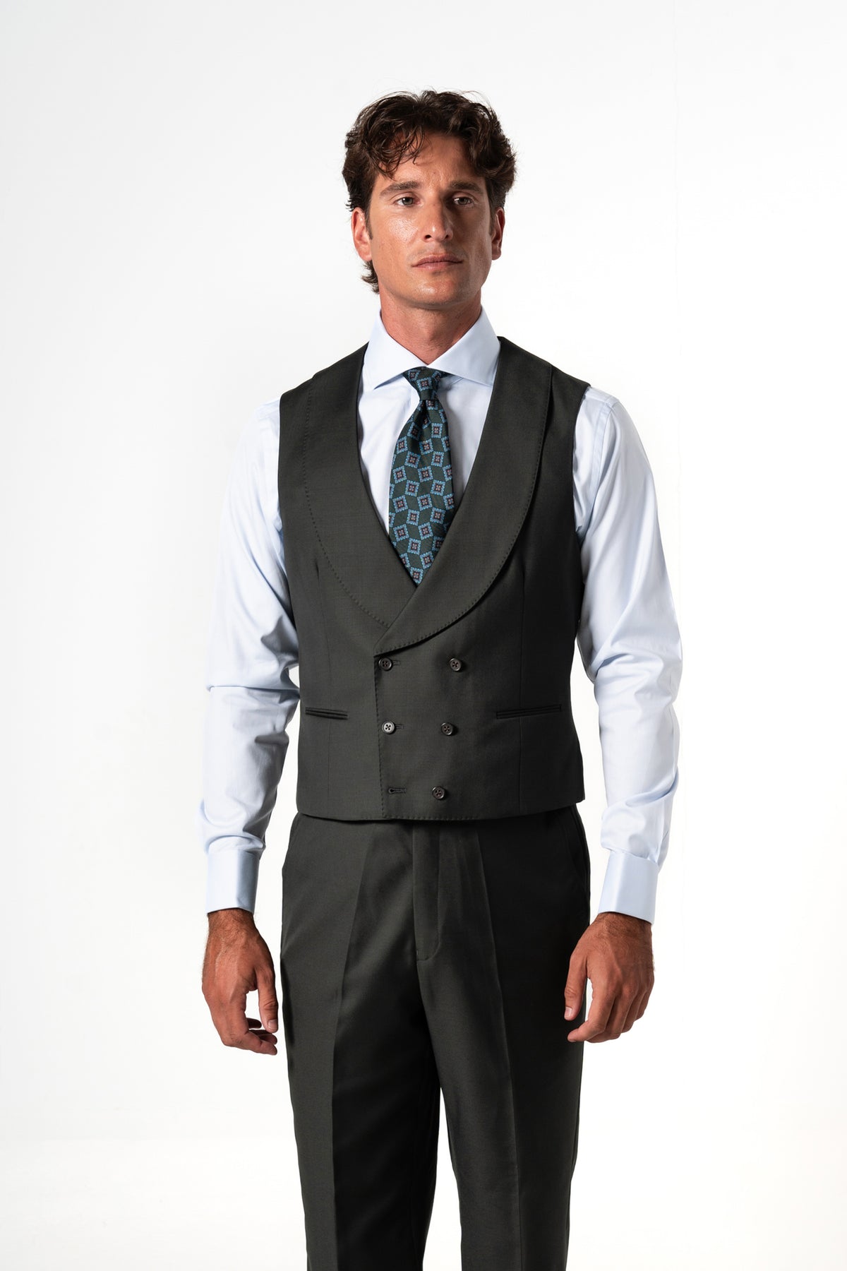 Fil a fil Stone Gray Wool Suit